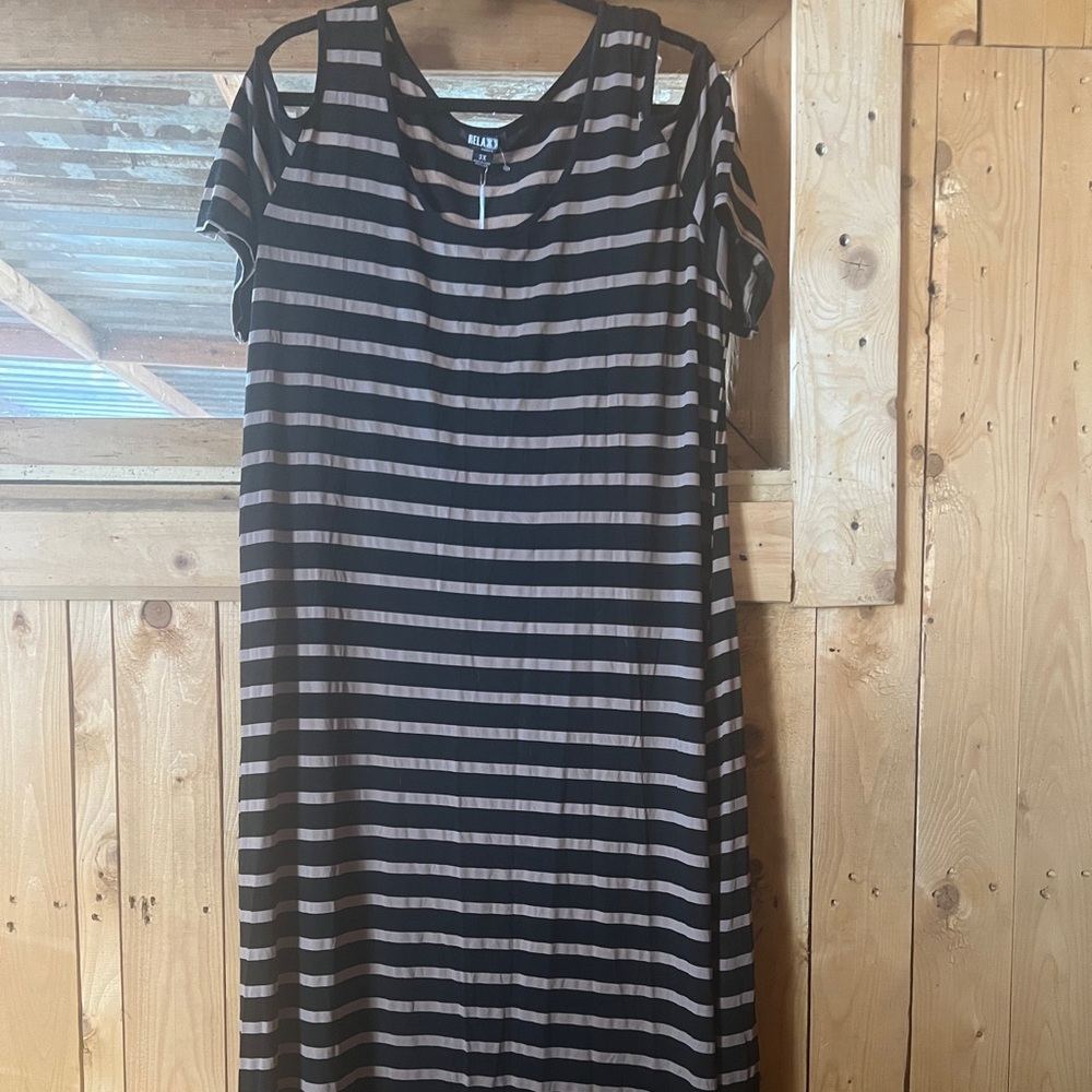 Striped Black and Ecru Women's Dress
